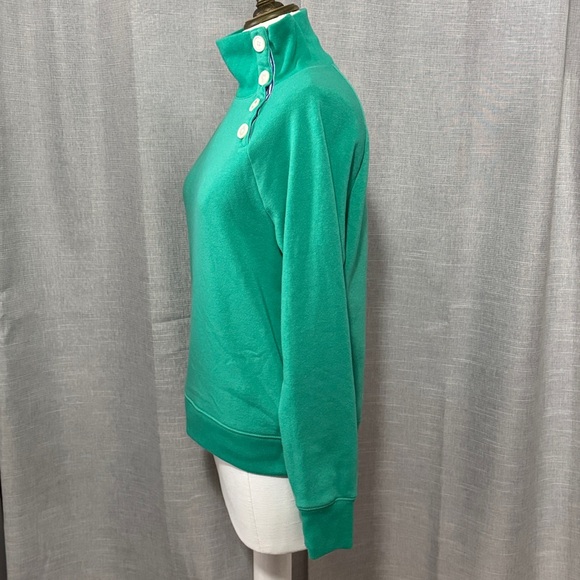 J Crew Factory Sweatshirt-S-Button Neck Side Detail-Kelly Green-60% Cotton-EUC - Picture 9 of 16